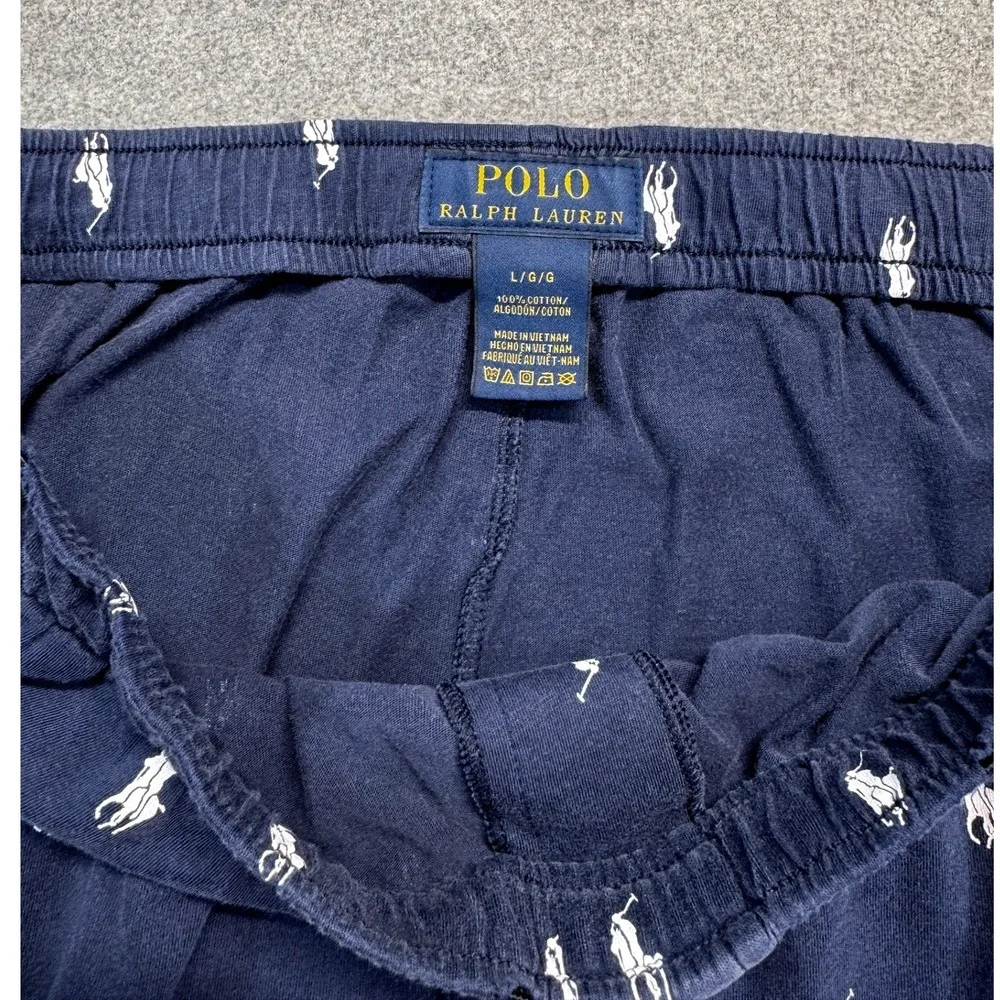 Polo Ralph Lauren Men's Navy Pony Print Pajama Lounge Pants Cotton Size Large